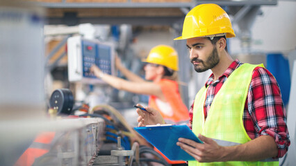 Workers in pvc factory at work