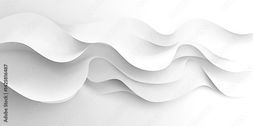 Poster abstract white wave background with subtle grey gradient