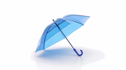 An open umbrella, blue frosted glass, white acrylic, white Background, Generative AI illustrations