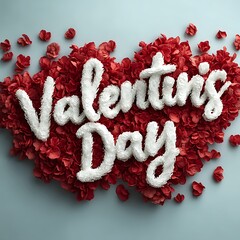 Valentine's Day Text on Rose Petals