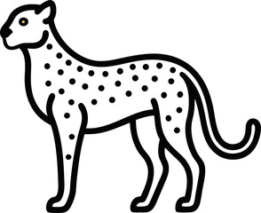 Cheetah icon line art vector on transparent background