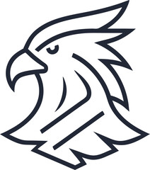 Eagle icon line art vector on transparent background