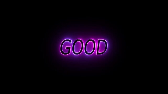 Good job glowing neon lights .Neon shine good text latter icon animation with on black background.