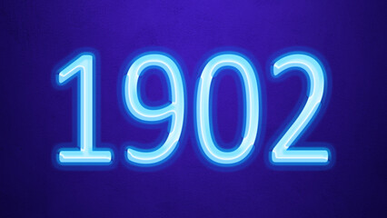 Glowing blue number design of 1902 on blue background.