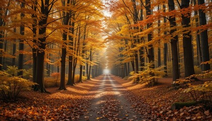 autumn in the forest street