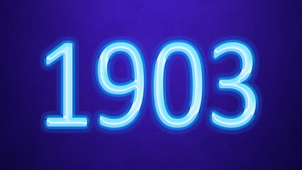 Glowing blue number design of 1903 on blue background.