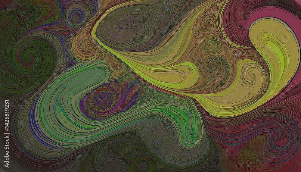 Aufkleber Vibrant Swirling Abstraction in a Mesmerizing Background, Embracing the Power of Movement and Color with an Enigmatic Aura.