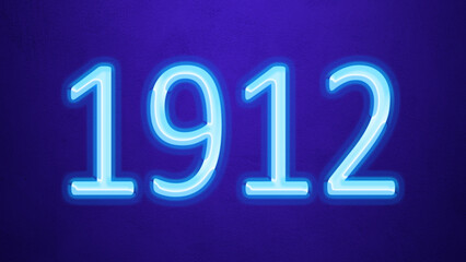 Glowing blue number design of 1912 on blue background.