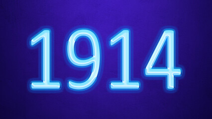 Glowing blue number design of 1914 on blue background.