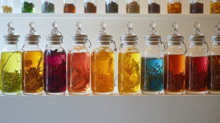 Colorful Display of Local Teas and Coffees in Shop