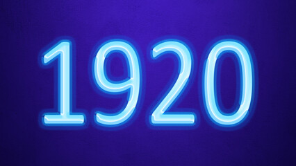 Glowing blue number design of 1920 on blue background.