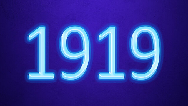 Glowing blue number design of 1919 on blue background.