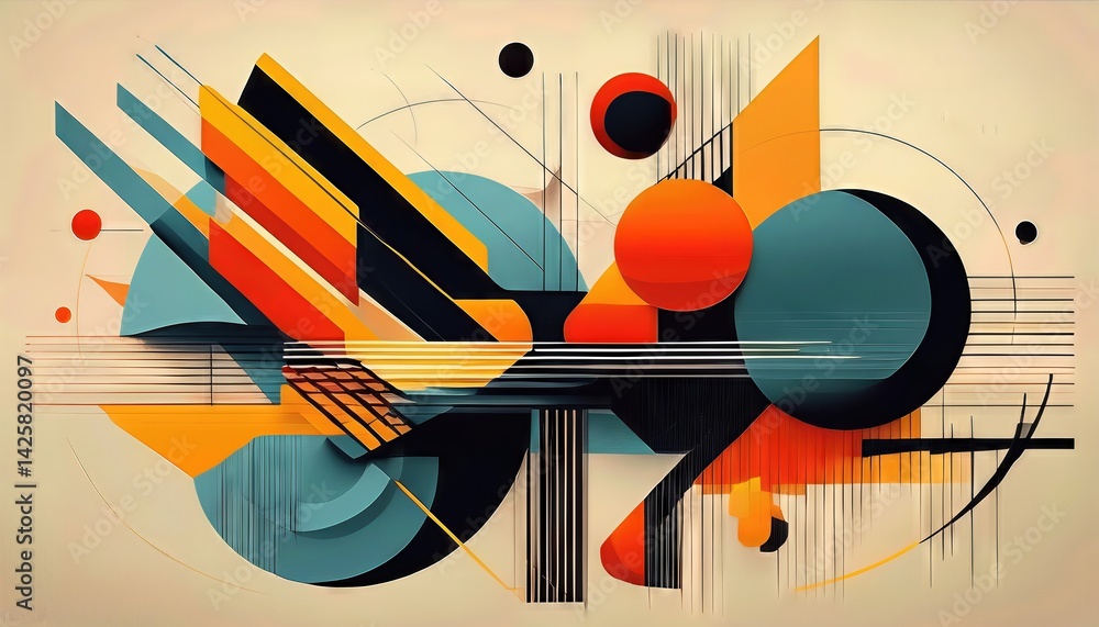 Aufkleber postmodern poster design abstract dynamic vector symbols with bold geometric shapes in a vibrant col