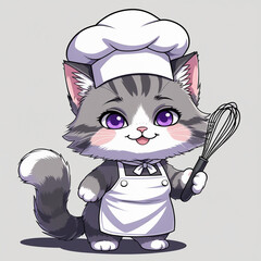 funny cartoon chef with a ladle