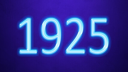 Glowing blue number design of 1925 on blue background.