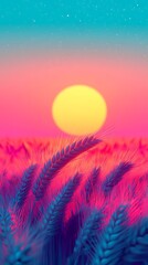 Vibrant Wheat Field Sunset