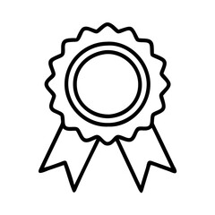 Outline award ribbon badge achievement symbol quality guarantee success vector illustration