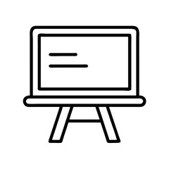 Whiteboard presentation board easel stand drawing canvas outline vector illustration icon symbol art