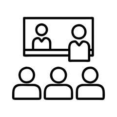 Online meeting conference webinar presentation training seminar audience vector illustration