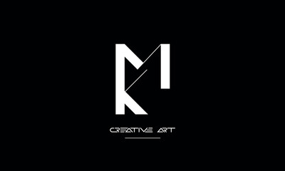 MK, KM, M, K abstract letters logo monogram