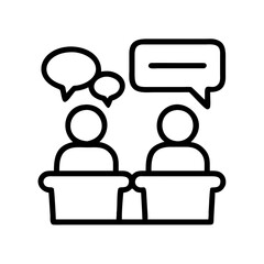 Illustration of conference speakers dialogue communication discussion conversation meeting seminar forum