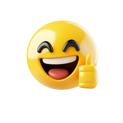 3D Yellow Emoji Showing Thumbs Up Sign Isolated on White Background Perfect for Social Media Posts Marketing Campaigns Presentations and More Expressing Positive Emotions Approval Satisfaction