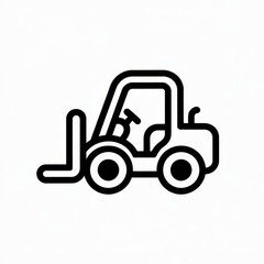 Fototapeta premium Black outline icon of forklift truck for warehouse logistics and industrial cargo lifting illustrations