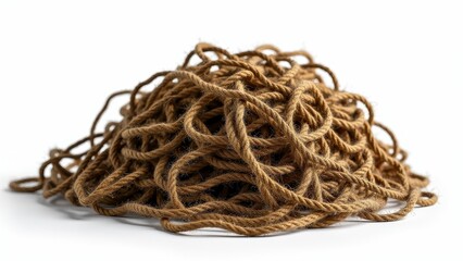 Pile Of Tangled Brown Jute Rope