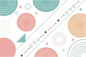 Geometric Pastel Pattern with Circles and Lines 