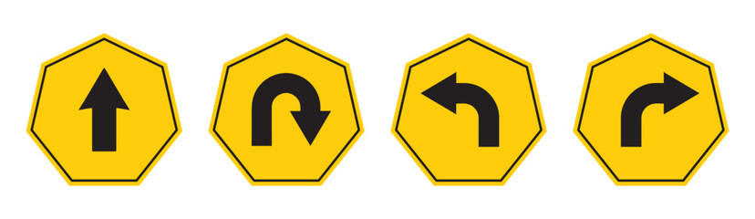 U-Turn Right and Left Traffic Road Icon. Road Traffic Arrow Right and Left Sign Symbol. Vector illustration.