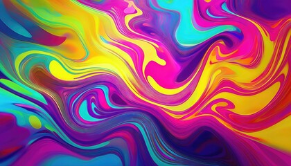 Abstract Fluid Motion Vibrant and Dynamic Aquatic Scene with Popping Colors, Capturing a Sense of Energy and Movement in the Underwater World.