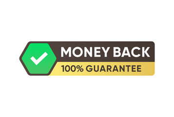 Money back Guarantee Gold Banner Label vector design	
