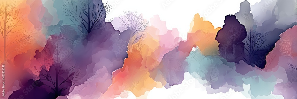Aufkleber breathing abstract lungs with pastel fog create a serene atmosphere of tranquility and calmness