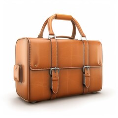 Vintage tan leather travel duffel bag.