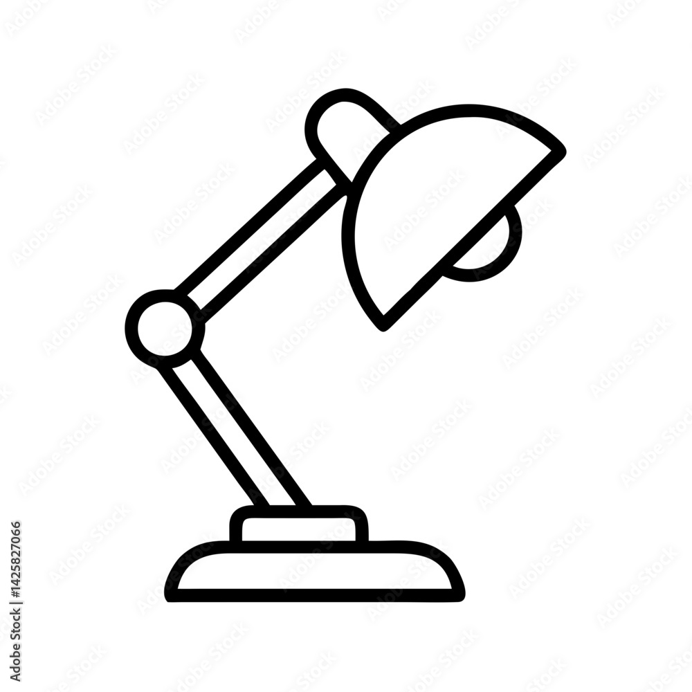 Poster illustration of a desk lamp lighting study table lamp office lamp task lamp adjustable lamp icon vec
