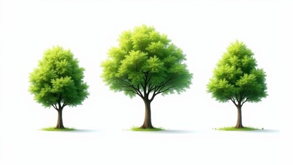 Obraz premium Isolated Trees With Green Foliage, Illustration