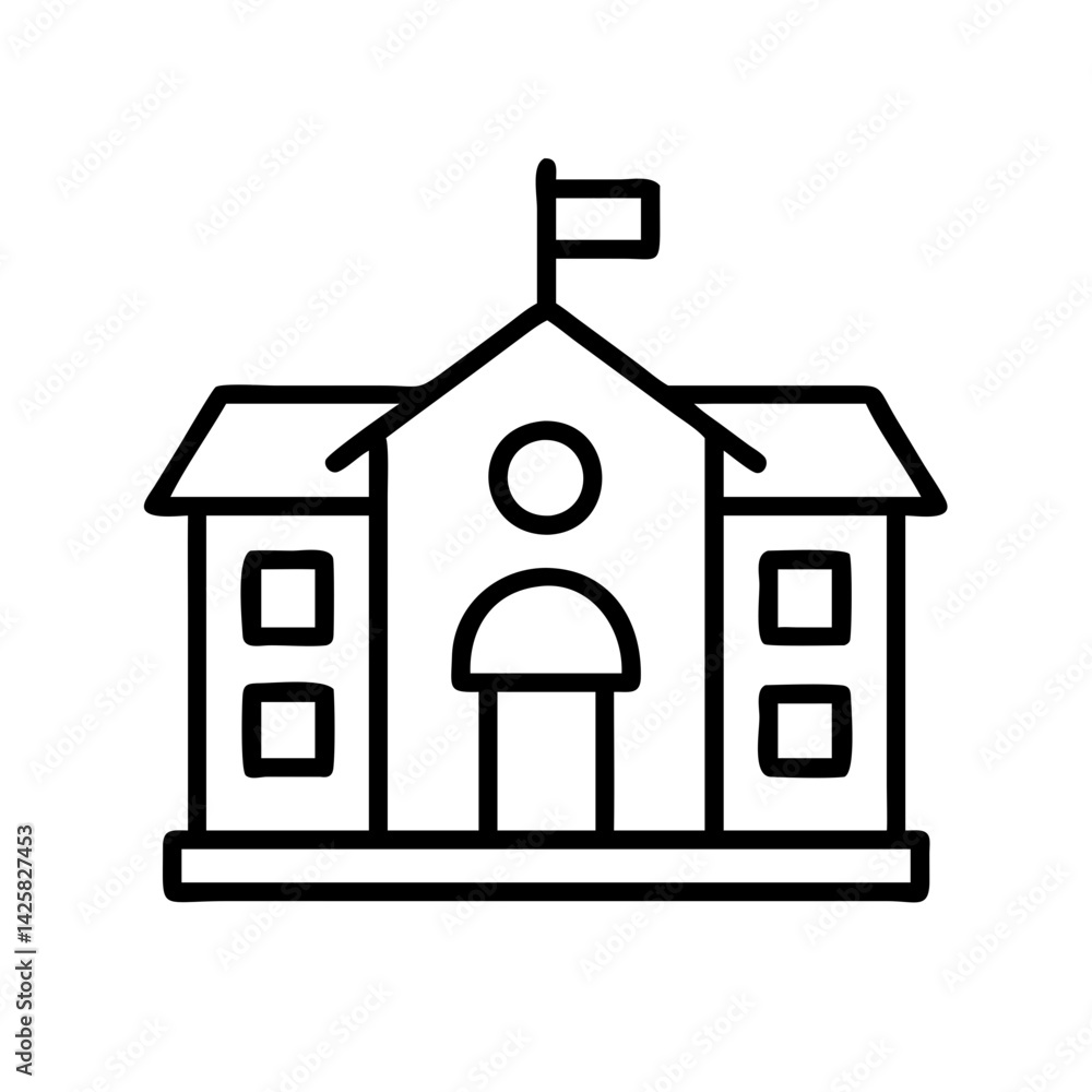 Poster building architecture school university college education flag outline structure design icon vector 