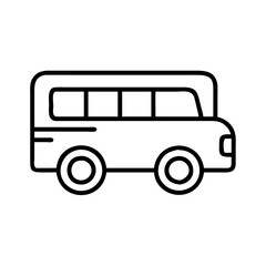 Outline bus vector illustration, transport vehicle clip art, public transport icon, school bus design element