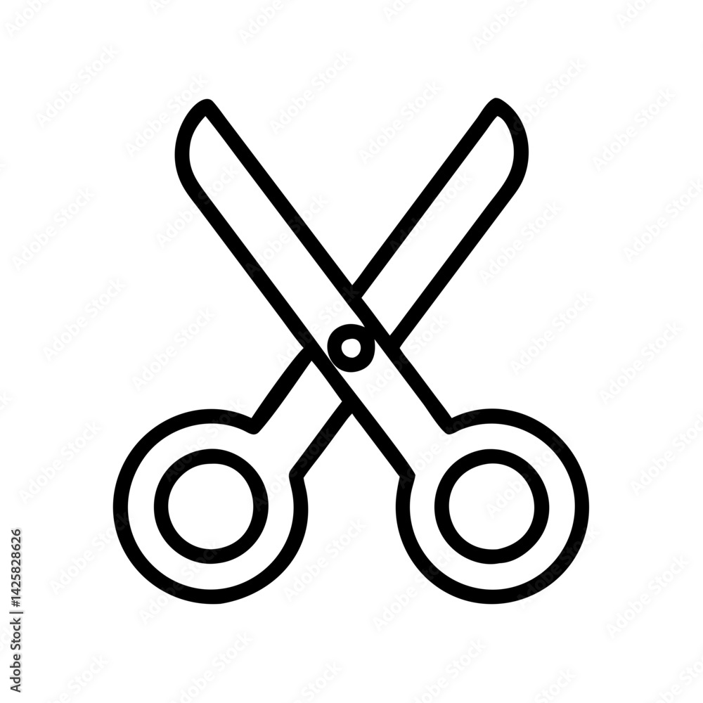 Poster outline scissors vector icon illustration cutting tool design stationery equipment sharp object craf