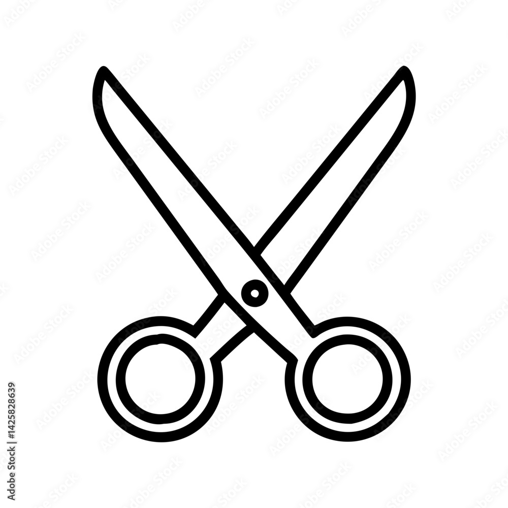 Poster outline scissors cutting tool vector illustration design element craft paper cut symbol sharp object