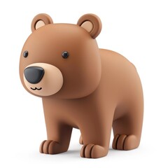 Fototapeta premium 3D rendered cartoon brown bear figurine.