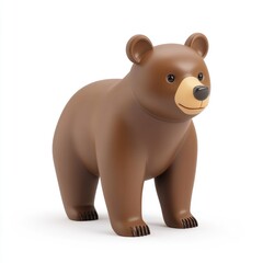 Fototapeta premium Brown bear figurine, standing pose, simplistic design.