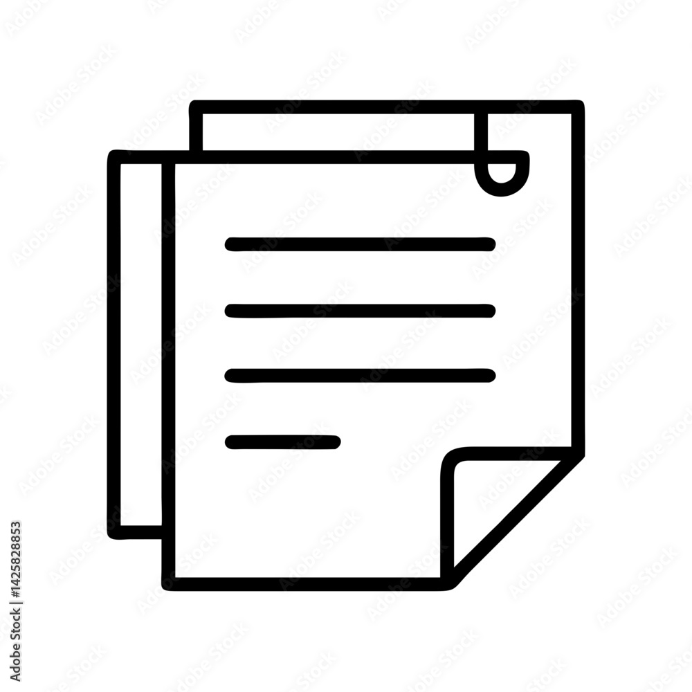 Poster document paper sheet note page file attachment icon vector illustration graphic design element for w