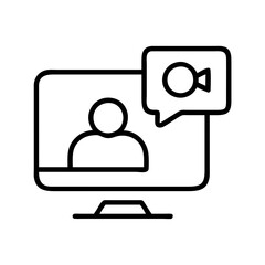 Online video call conference meeting webinar communication computer screen person icon vector