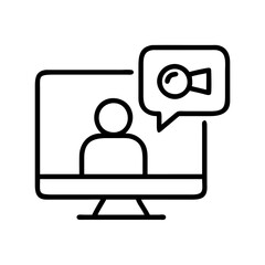 Online meeting video call conference webinar virtual communication computer screen person icon vector