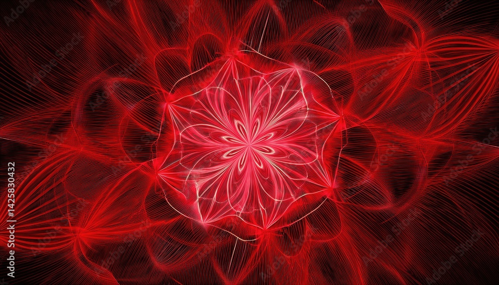 Aufkleber stunning computergenerated fractal in vibrant red a dynamic dance of shapes and colors in a digital 