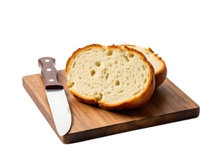Delicious Homemade Bread Slices on Rustic Wooden Board transparent background