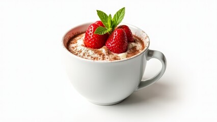 Tiramisu In Cup With Strawberries, Mint