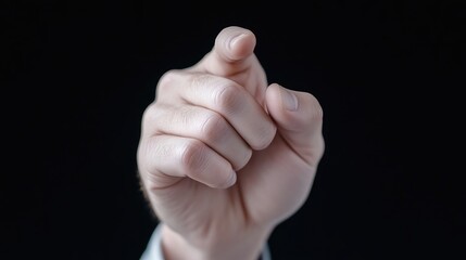 Index Finger Pointing Minimalist Style High-Contrast Close-up Shot Direct Focus Gesture of Direction Black Background Neutral Tones Ideal for Website Buttons