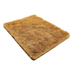 Modern shaggy area rug carpet fluffy soft wool texture home decor isolated on white background with clipping path floor mat carpet interior design element gold beige color polyester nylon material